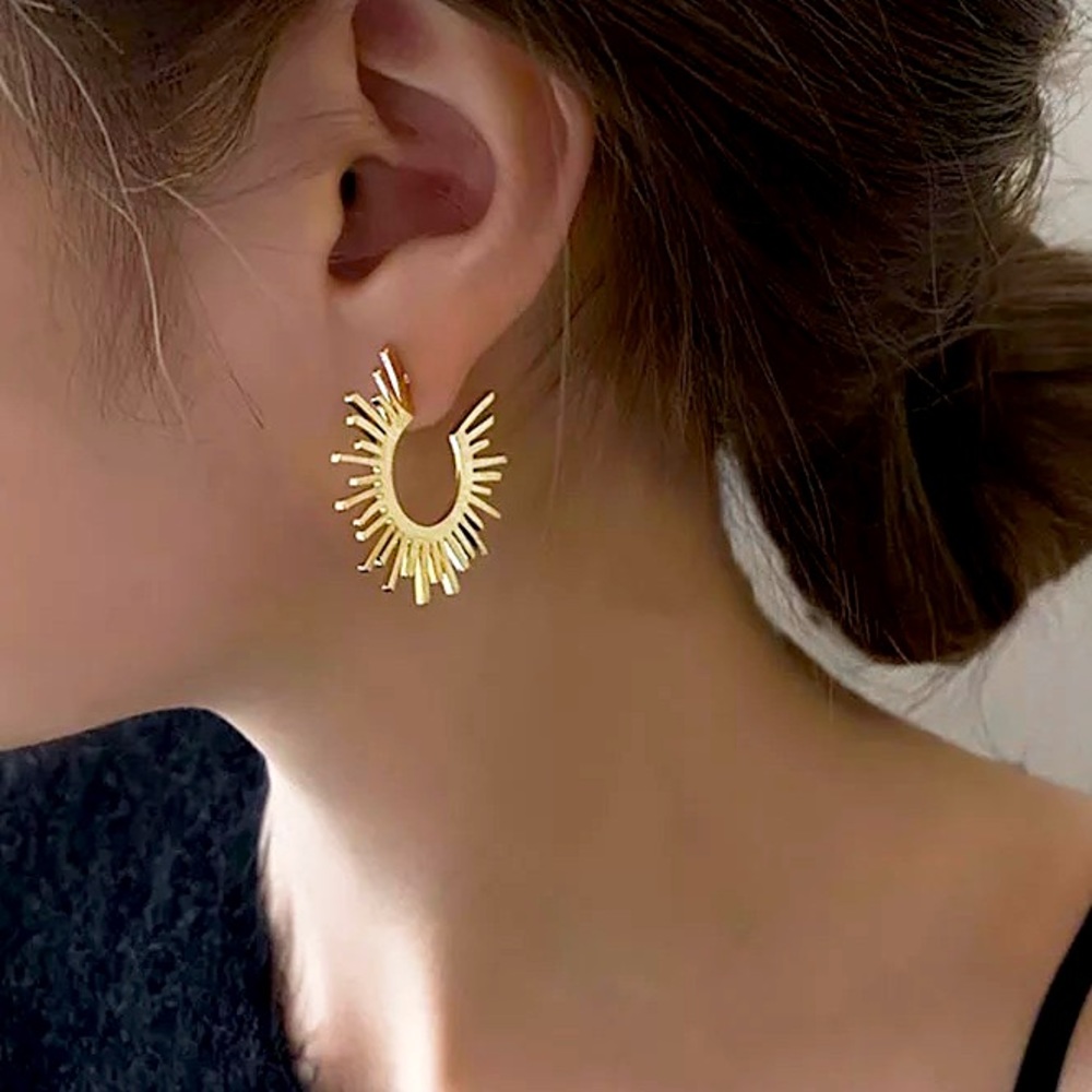“Solaris” Sun Bohemian Hippie Geometric Indie Festival Minimal Abstract Earrings - Picture 1 of 6